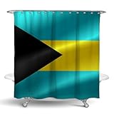 100% BLUE COLLAR Modern Minimalist Polyester Shower Curtain Flag of Bahamas Washable Cloth for Bathroom Shower Curtains