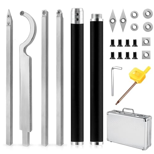 25 piezas Juego de Herramientas Torno para Madera Metal, Herramientas de Torneado de Maderaincluye Cuchillo de Cuello de Cisne/Cuchillo Cuadrado/Cuchillo de Diamante/Herramienta de Torneado Redondo
