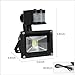 FASIHILAN 10W Motion Sensor Flood Light, Outdoor Waterproof Wall Light Fixture, 800LM PIR Sensitive Security Light, Auto ON/Off Floodlight Lamp, 6000K Intelligent Light with US 3-Plug