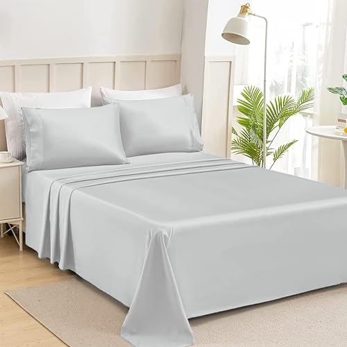 Juego de Sábanas de 4 Piezas 135 x 200 - Poliéster Microfibra Cepillado y Prelavado - Sábana bajera ajustable - Sábana encimera - Dos fundas para almohadas de 50x75cm - Suave y Transpilble