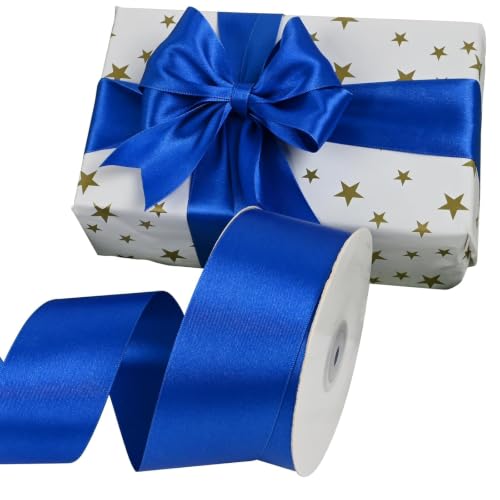 Simplegoal Double Face Royal Blue Satin Ribbon 2 Inch X 50 Yards Polyester Royal Blue Ribbons for Gift Wrapping Fabric Ribbon for Crafts Flower Bouquet Sewing Arts Wedding Party Decoration