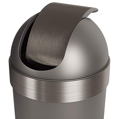 Umbra Venti Swing-Top 16.5-Gallon Kitchen Trash Large, 35-Inch Tall Garbage Can For Indoor, Outdoor Or Commercial Use, Pewter #TOP6