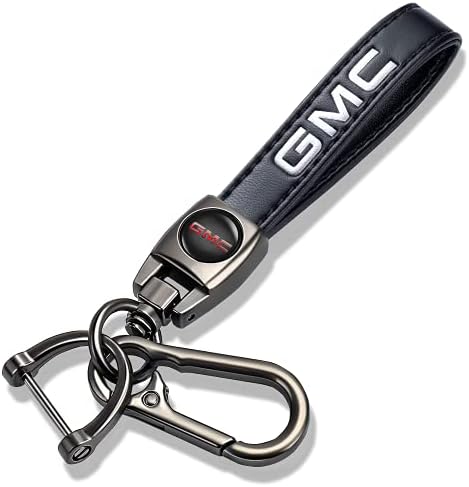 Genuine Leather Keychain Compatible with GMC Sierra Denali Canyon Terrain Yukon Jimmy Acadia Family Present for Man and Woman(Black)