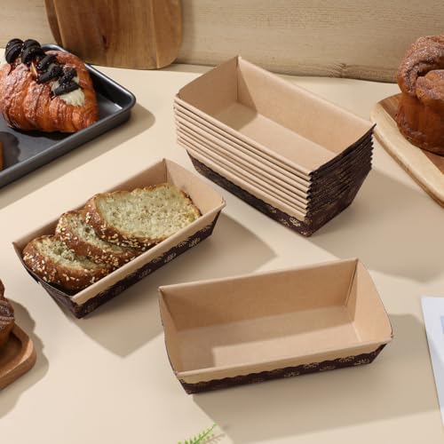 PRETYZOOM 20 Stück Papier Backform Kastenform Rechteckig & Stabil - Einweg Brotbackform für Backofen, Brot, Toastbrot & Schnellbrot - Hitzebeständig, Fettbeständig & Stapelbar - 15 x 6,5 x 5 cm