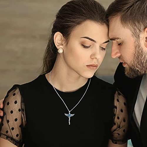 Cross Necklace 925 Sterling Silver Angel Wings Necklace Opal/Moonstone Cross Pendant Necklace Jewellery Cross Angel Gifts for Girl Women