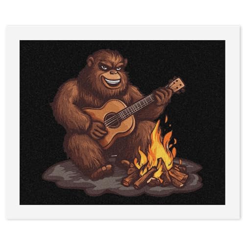 Bigfoot Playing Guitar Rock on Sasquatch Big Foot Paint by Number DIY Painting Kits Home Wall Decoration for Adults 60x75cm