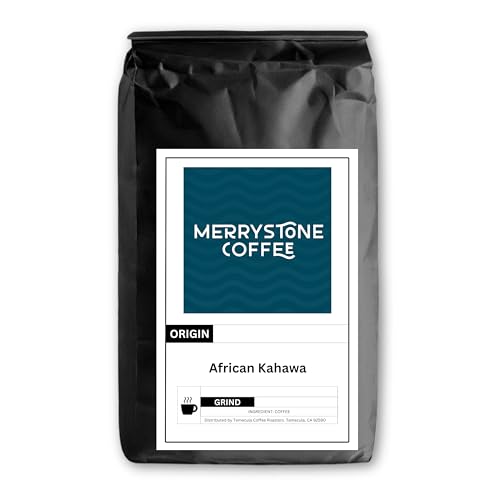Merrystone African Kahawa Blend Coffee, Medium-Dark Roast Standard Ground Coffee, 12 oz Bag, Roasted to Order Kenya Tanzania Ethiopia Arabica, Pour Over & Drip, Fruit & Sweetness