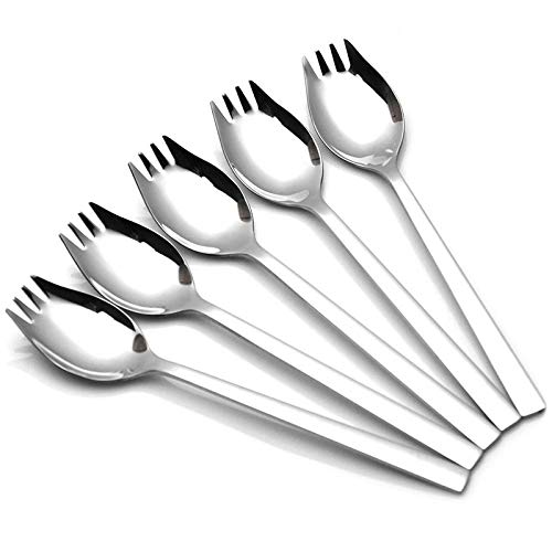 BEAUTYBIGBANG 2021 6pcs 2 en 1 Multifonction Spork (Cuillère et Fourchette),en Acier Inoxydable Argent Cover