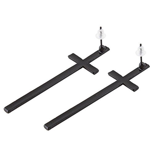 New 1Pair Fashion Woman Retro Vintage Style Cute Cross Ear Stud Earrings E035 Black