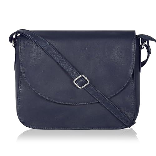 Image of Genuine Leather Shoulder Crossbody Purse For Women with Adjustable Strap, Mobile Pocket & Outside & Inside Zipper