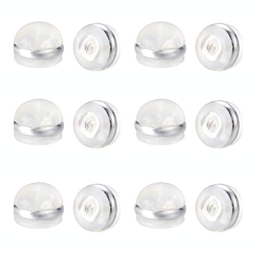 Fomissky Clear Earring Backs Rubber, Secure Silicone Earring Backs Replacements 6 Pairs for Hook Stud Expensive Earrings White Gold Plated