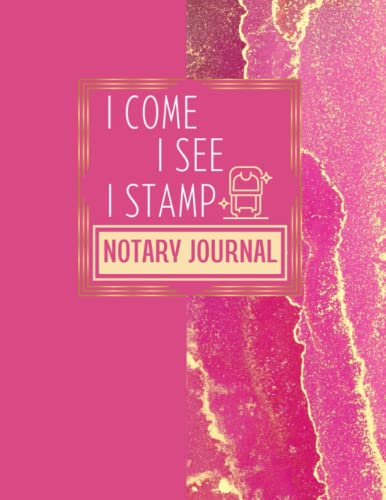 Notary Journal: Notary Public Record Book for Women, Official Notary Public Log Book to Record Notarial Acts, 200 Entries, Pink and Gold