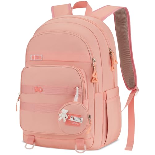 Image of YAMTION Backpack for Teen Girls,School Backpack with Laptop Compartment,Casual Bookbag for Teen Girl Middle High School College Work Travel(Pink )