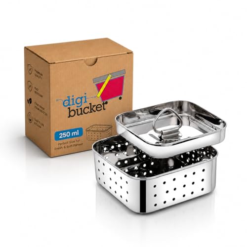 Image of Stainless Steel Paneer Maker Mould Press 250ml | Small Size Paneer Mould | Square Paneer Press Machine | Paneer Making Box | Paneer Strainer for Kitchen