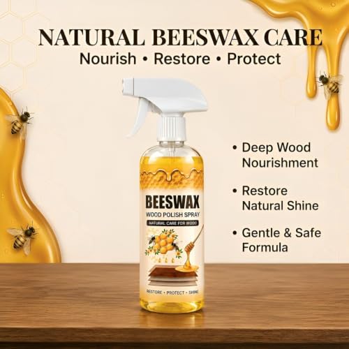 Image of Beeswax Furniture Polish Spray 100ml (Pack of 1) | Natural Wood Cleaner & Polish | Restores Shine, Protects & Conditions Wooden Furniture | For Tables, Chairs, Doors, Cabinets & Wooden Floors