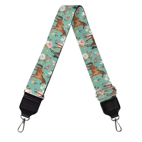 Image of Wide Bag Straps Replacement Crossbody Floral Horse Guitar Straps for Handbags /Purses /Messenger /Duffel Bags Backpack Straps Flower Replacement Adjustable Length from 30 inch to 50.3 inch Green