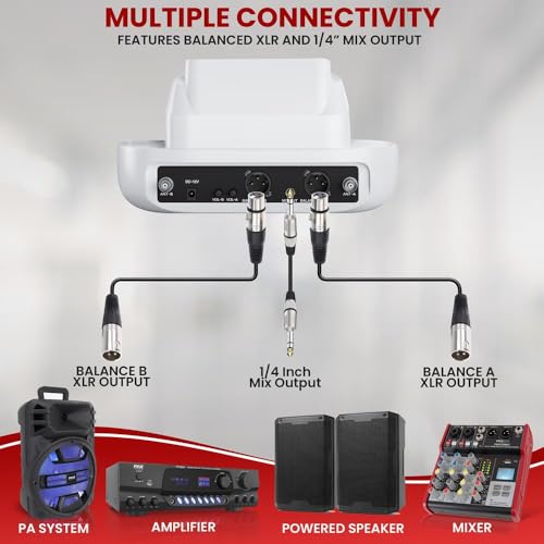 Pyle UHF Wireless Microphone System with Dual Handheld Mics, USB Rechargeable, Bluetooth Fixed Frequency Receiver, Low Noise DSP Audio, Plug & Play for Karaoke, Stage, Classroom, Office & DJ Use by Pyle - Used condition - Image 6