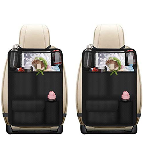 2 Pack Kick Mats Car Back Seat Protector Waterproof Seat Back Cover with Tablet Holder by UMJWYJ