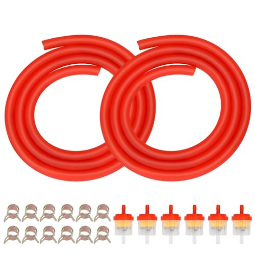 GREHUA Dirt Bike Fuel Line & Filter Compatible with GY6 50cc 90cc 110cc 125cc 150cc 139QMB TaoTao SSR Apollo Trailmaster 150 XRS Pitbike ATV Moped Scooter Parts w/ 12Pcs Hose Clips 1/5" x 39"(Dia x L)