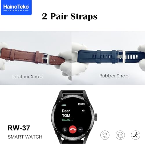 Image of HainoTeko Germany Haino Teko Germany Rw37 Watch Buds With Large Screen Round Shape AMOLED Display Smart Watch And Bluetooth Earbuds With 2 Pair Straps For Ladies And Gents