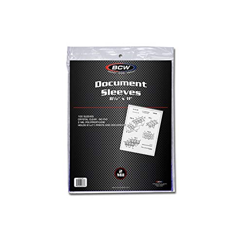 BCW Document Sleeves 8.5 x 11 | Acid-Free Archival Quality | Clear Plastic Paper Sleeves | Compatible with BCW 8.5x11 Toploader | Protect Documents, Photos, Art, and More | Crystal Clear, Safe Storage
