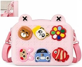 Prime Brands Cartoon Soft Silicone Crossbody Bag for Kids – Waterproof Anti-Fall Shoulder Purse with Adjustable Strap | Cute Animal Design Lightweight Handbag for Girls | Stationery & Snack Storage