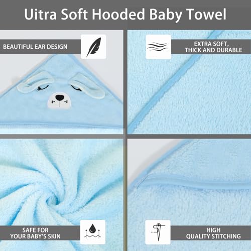 Image of Baby Hooded Towels,31 x 31 in Baby Washcloths, Infant Super Soft Baby Bath Towels with Hood for Toddlers1-3,Highly Absorbent Viscose Hooded Towel for Boys, Girls, Newborn Essentials