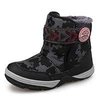 UOVO Boys Winter Boots Water Resistant Snow Boots Kids Thermal Lining Trainers Outdoor Shoes Black Size 2 UK Little Kids 34EU
