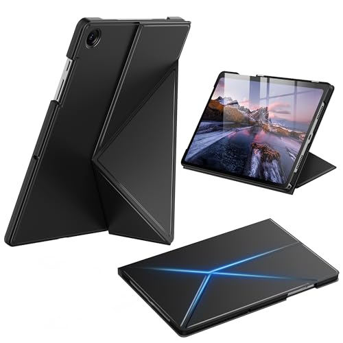 EasyAcc Hülle für Samsung Galaxy Tab A9+/ A9 Plus 11 Zoll 2023 SM-X210/ X215/ X216, Book Cover Faltbares K-Muster-Panel mit Standfunktion und Auto Wachen/Schlafen Hülle Case, Schwarz
