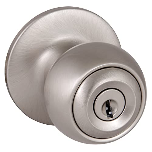 Design House 781880 Ball Knob, Keyed Entry, Satin Nickel #TOP5