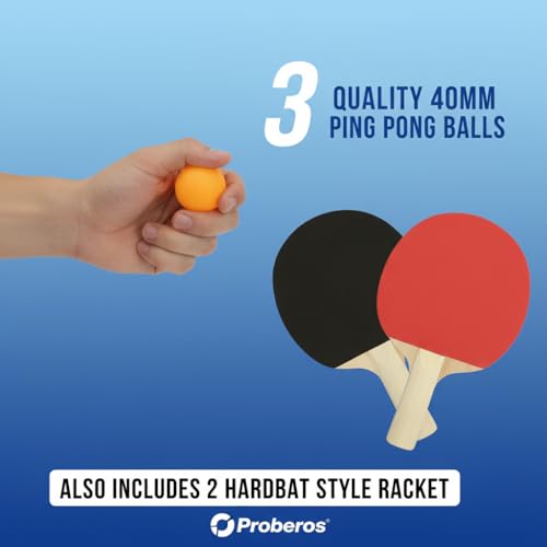 Image of Proberos Table Tennis Racket Set, with 2 Bats & 3 Balls, Children Beginner TT Bat Set for Practice, Lightweight, Durable & Ergonomic Design, Ping Pong Sets Family Game Indoor /Outdoor for Kids Teens