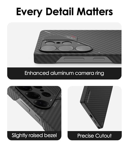Image of Aulumu S25 Ultra Galaxy Aramid Fiber Magnetic Basic Case | 1500D Ultra Slim Woven | Compatible With Magsafe | Passive Cooling Samsung Galaxy S25 Ultra Case, Black