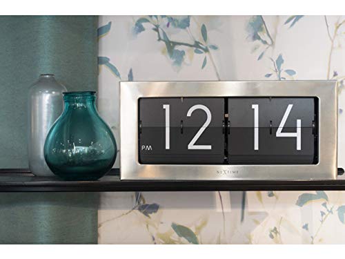 Nextime Retro-Table Clock/Wall Clock Big Flip, Flipped Number Clock, Metal, Gold, 36 X 16,7 Cm #TOP4
