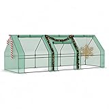 Outsunny 9' x 3' x 3' Mini Greenhouse with Zippered Doors & Roll-up Windows, Portable Plant Hot House with Durable PE Cover, Water Resistant, UV Protected for Outdoor Flowers, Vegetables, Green