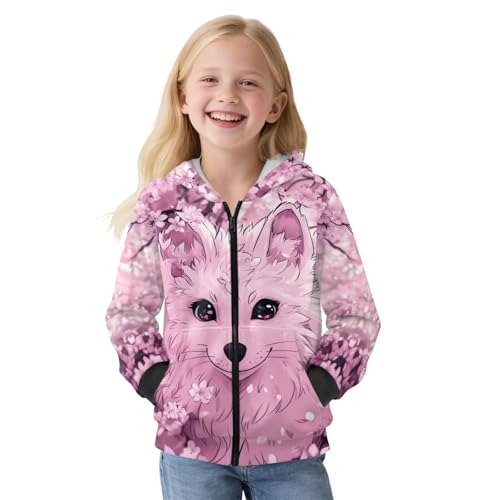 Girls Zip Up Hoodies Fashion Hooded Sweatshirt for Kids Size 6-16
