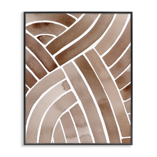 Abstract Brown Stripes Watercolor, 24 x 30 Inch Framed Giclée Print