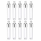 HARFINGTON 10 Pcs Name on Rice Glass Vial Pendant 6mm Width Mini Glass Bottles, for Necklace Wish Bottles DIY Pendant Craft Souvenirs