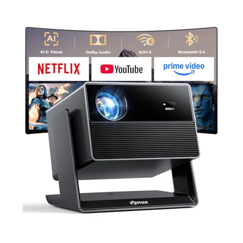 ELEPHAS Smart 4K Projector with WiFi and Bluetooth - Compatible with Netflix/Prime Video/YouTube...