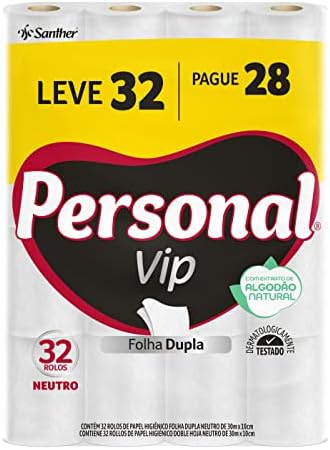 Personal Papel Higiênico VIP Folha Dupla Leve 32 Pague 28 rolos 3...