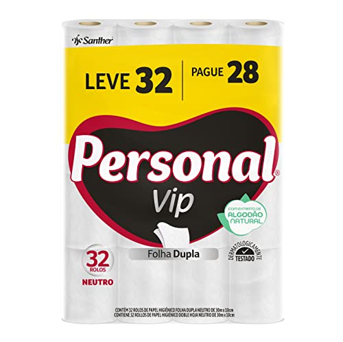 Personal Papel Higiênico VIP Folha Dupla Leve 32 Pague 28 rolos 3...