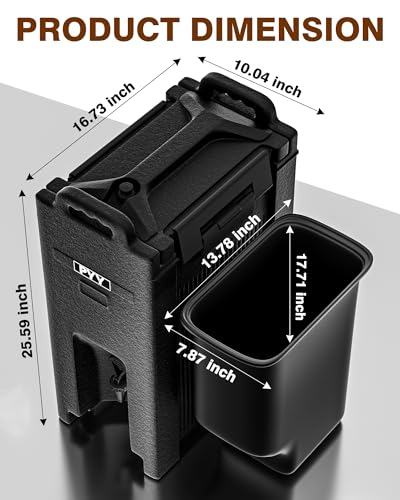 Image of PYY Insulated Beverage Dispenser, Hot and Cold Drink Container with Handles, Thermal Drink Dispenser Cooler Server carrier For Commercial Catering, Black