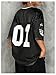 SOLY HUX Jersey Shirts for Women Y2k Graphic Number Oversized Tees V Neck Half Sleeve Cute Soccer Streetwear T Shirt Tops Black Letter Small