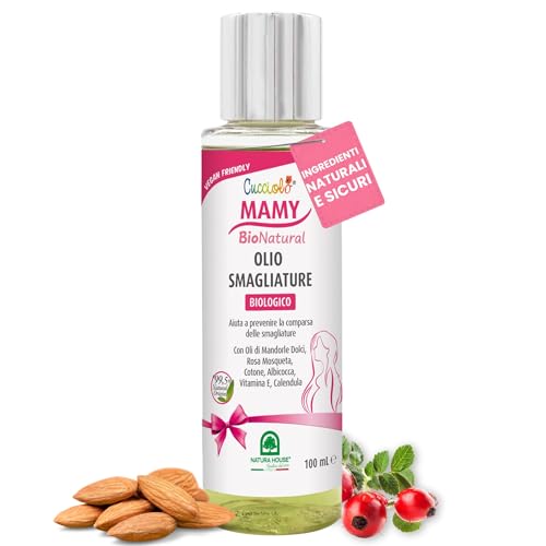 Cucciolo Mamy Olio Smagliature Gravidanza Naturale Bio Oil 100ml, Olio Elasticizzante Gravidanza e Post Parto, Antismagliature Naturale, Idratante, Nutriente, Vegan, Made in Italy