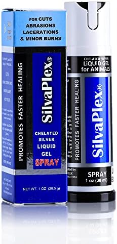 SilvaPlex Liquid Gel Spray with Chelated Silver - Helps Irritation and Recovery for Hot Spots, Minor Wounds, Abrasions and Cuts - for Cats, Dogs, Other Small Animals - 1 oz