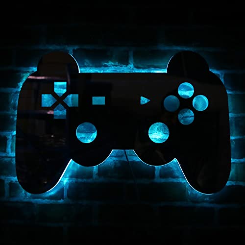 The Geeky Days Gamepad Lighting Sign Retro Video Gamepad Silhouette Wall Art Illuminated Led Multi Color Night Lamp With Remote Controller Kid Room Game Boy Gift #TOP2