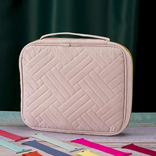 Amazon Brand - Eono 26 Watch Band Organizer Bag, Expandable Watch Band Carrying Case Holds 26 Watch Straps Case Travel Pouch for Women Men Most Sizes of Watch Bands and Accessories (Pink)