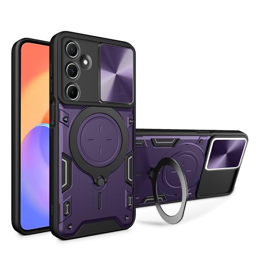 Lucyliy Compatible with Samsung Galaxy M35 SM-M356B/DS Phone Case Cover [with Tempered Glass Screen Protector] Purple