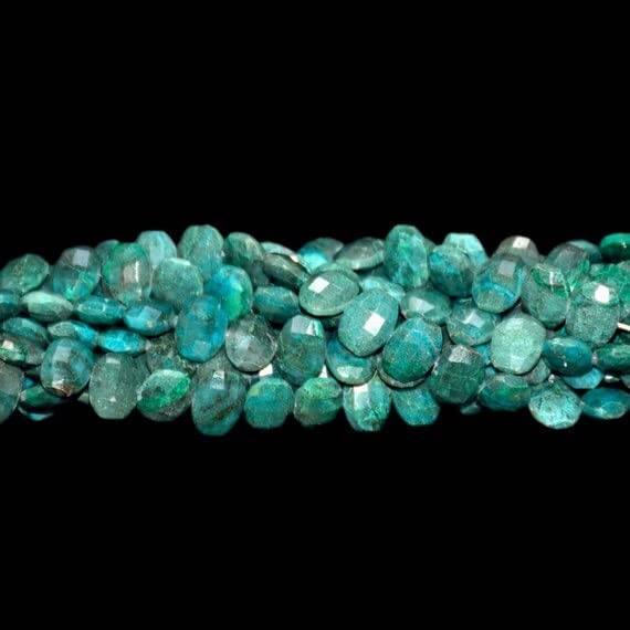 Chrysocolla perles facettées ovales de 9x11mm pour création de bijoux uniques