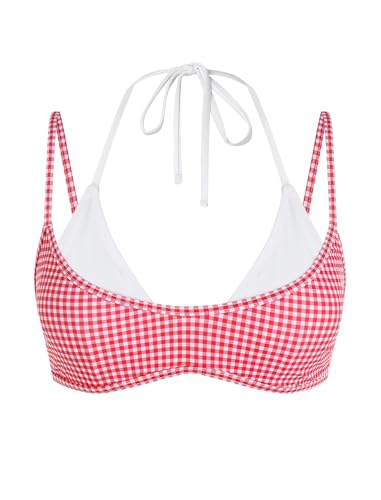 Image of ZAFUL Women's Polka Dot Bikini Tops Double Layer Halter Swimsuit Top Color Block Bathing Suit Top Only