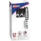 Avery Large Black Permanent Marker with Thick Chisel Tip for Calligraphy, Fabric, Desk Work, Pack of 12 (08888)